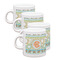 Teal Ribbons & Labels Espresso Cup Group of Four Front