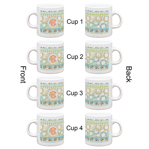 Teal Ribbons & Labels Espresso Cup Set of 4 - Apvl