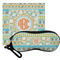 Teal Ribbons & Labels Eyeglass Case & Cloth Set