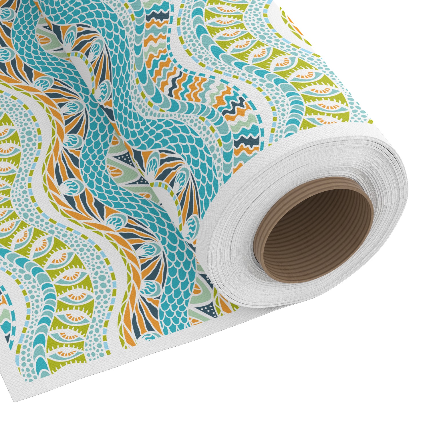 Custom Teal Ribbons & Labels Fabric by the Yard Cotton Twill