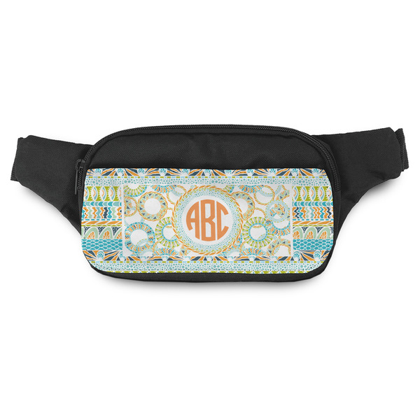 Custom Teal Ribbons & Labels Fanny Pack - Modern Style (Personalized)