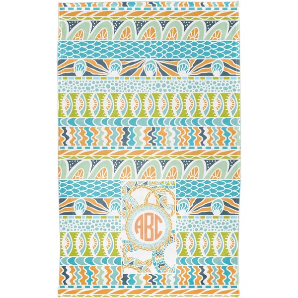 Teal Ribbons & Labels Finger Tip Towel - Full View