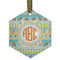 Teal Ribbons & Labels Frosted Glass Ornament - Hexagon