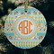 Teal Ribbons & Labels Frosted Glass Ornament - Round (Lifestyle)
