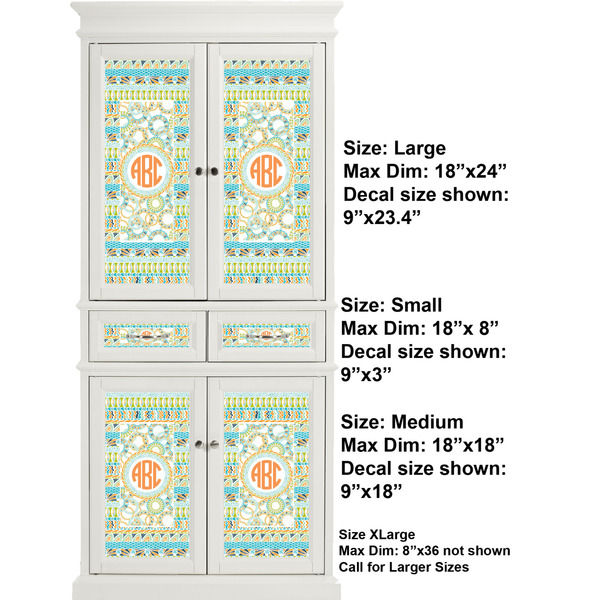 Teal Ribbons & Labels Full Cabinet (Show Sizes)