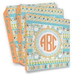 Teal Ribbons & Labels 3 Ring Binder - Full Wrap (Personalized)