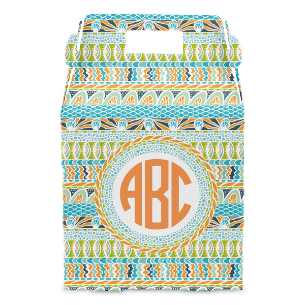 Teal Ribbons & Labels Gable Favor Box - Front