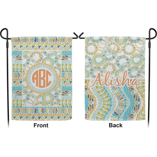 Teal Ribbons & Labels Garden Flag - Double Sided Front and Back