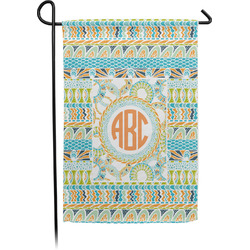Teal Ribbons & Labels Small Garden Flag - Single Sided w/ Monograms