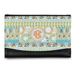 Teal Ribbons & Labels Genuine Leather Women's Wallet - Small (Personalized)