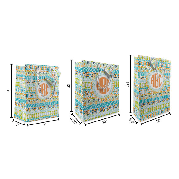 Teal Ribbons & Labels Gift Bags - All Sizes - Dimensions