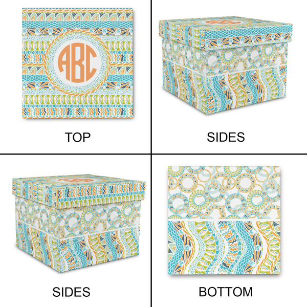 Teal Ribbons & Labels Gift Boxes with Lid - Canvas Wrapped - Large - Approval