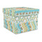 Teal Ribbons & Labels Gift Box with Lid - Canvas Wrapped - Large (Personalized)