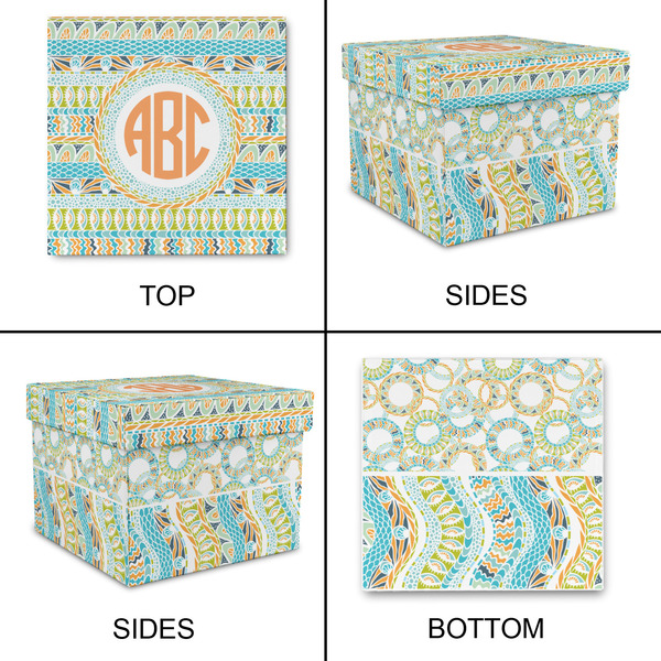 Teal Ribbons & Labels Gift Boxes with Lid - Canvas Wrapped - Medium - Approval