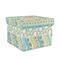 Teal Ribbons & Labels Gift Box with Lid - Canvas Wrapped - Medium (Personalized)