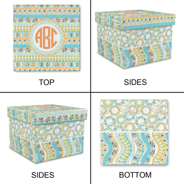 Teal Ribbons & Labels Gift Boxes with Lid - Canvas Wrapped - X-Large - Approval