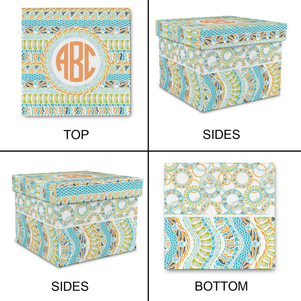 Teal Ribbons & Labels Gift Boxes with Lid - Canvas Wrapped - XX-Large - Approval