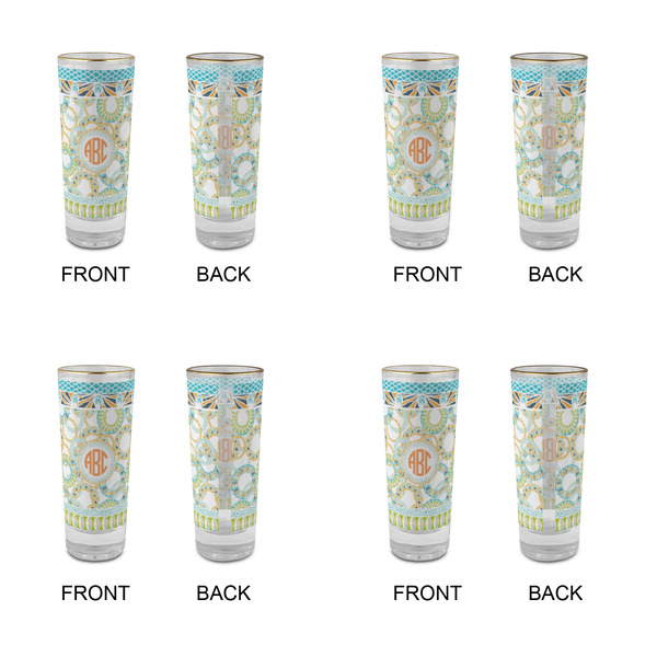 Teal Ribbons & Labels Glass Shot Glass - 2 oz - Set of 4 - APPROVAL