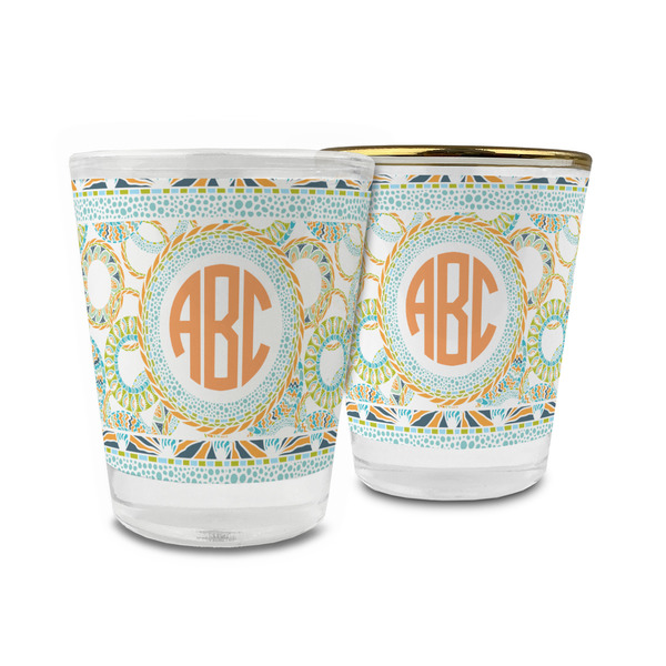 Custom Teal Ribbons & Labels Glass Shot Glass - 1.5 oz (Personalized)