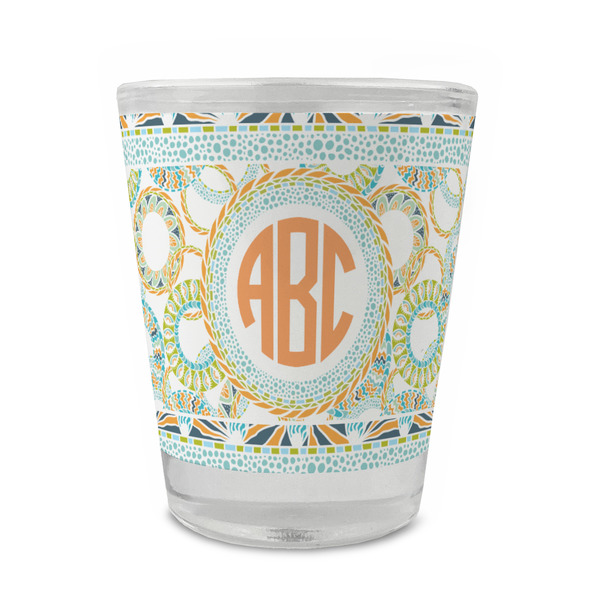 Custom Teal Ribbons & Labels Glass Shot Glass - 1.5 oz - Set of 4 (Personalized)