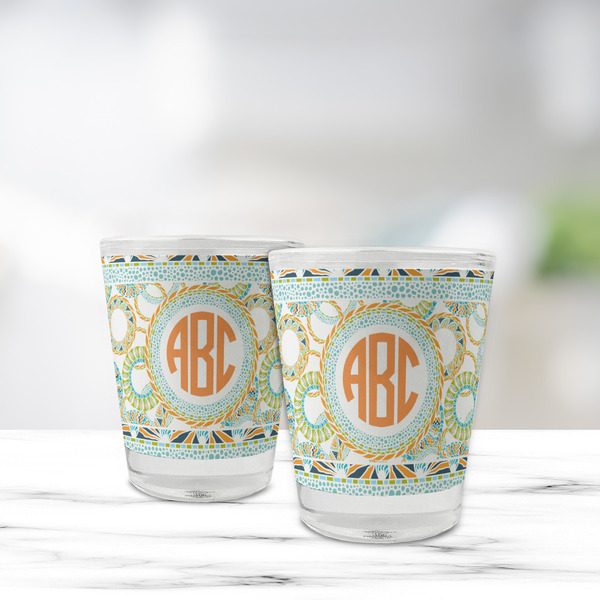 Teal Ribbons & Labels Glass Shot Glass - Standard - LIFESTYLE