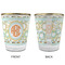 Teal Ribbons & Labels Glass Shot Glass - with gold rim - APPROVAL