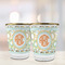 Teal Ribbons & Labels Glass Shot Glass - with gold rim - LIFESTYLE