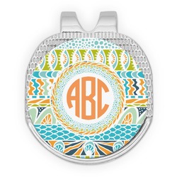 Teal Ribbons & Labels Golf Ball Marker - Hat Clip - Silver