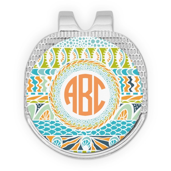 Custom Teal Ribbons & Labels Golf Ball Marker - Hat Clip - Silver