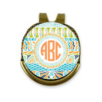 Teal Ribbons & Labels Golf Ball Marker - Hat Clip - Gold
