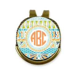 Teal Ribbons & Labels Golf Ball Marker - Hat Clip - Gold