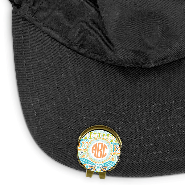 Teal Ribbons & Labels Golf Ball Marker Hat Clip - Main - GOLD