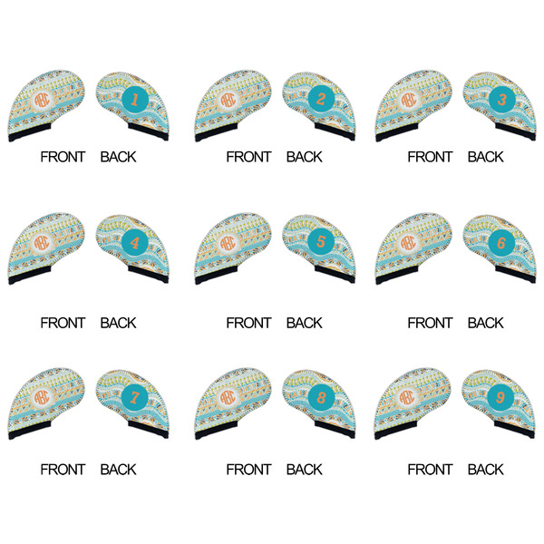 Teal Ribbons & Labels Golf Club Covers - APPROVAL (set of 9)