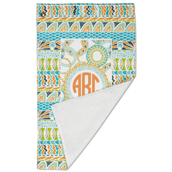 Teal Ribbons & Labels Golf Towel - Folded (Large)