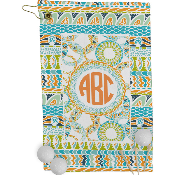 Teal Ribbons & Labels Golf Towel (Personalized)