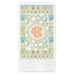 Teal Ribbons & Labels Guest Napkins - Full Color - Embossed Edge (Personalized)