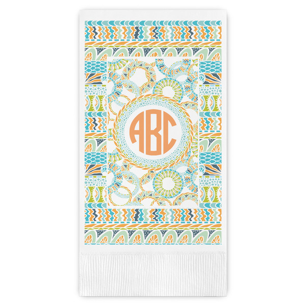 Custom Teal Ribbons & Labels Guest Towels - Full Color (Personalized)