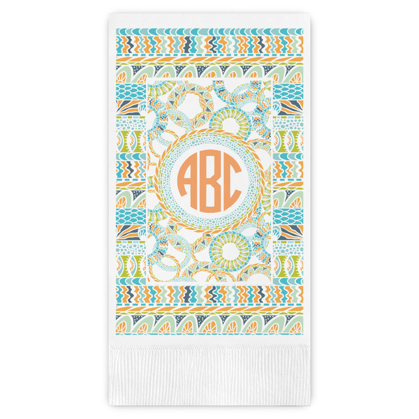 Custom Teal Ribbons & Labels Guest Paper Towels - Full Color (Personalized)