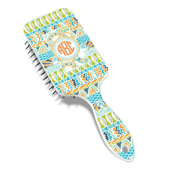 Teal Ribbons & Labels Hair Brush - Angle View