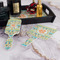 Teal Ribbons & Labels Hair Brush and Hand Mirror - Bathroom Scene
