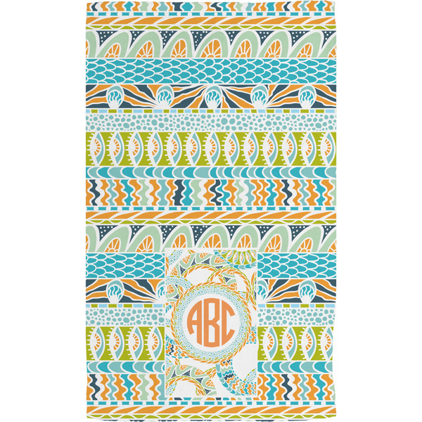 Teal Ribbons & Labels Hand Towel (Personalized) Full
