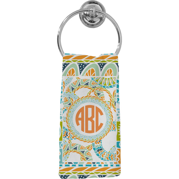 Custom Teal Ribbons & Labels Hand Towel - Full Print (Personalized)