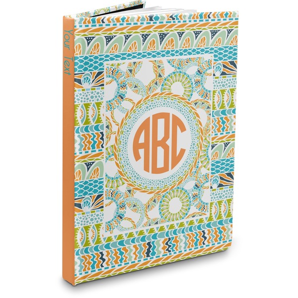 Custom Teal Ribbons & Labels Hardbound Journal - 7.25" x 10" (Personalized)
