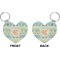 Teal Ribbons & Labels Heart Keychain (Front + Back)