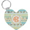Teal Ribbons & Labels Heart Plastic Keychain w/ Monogram