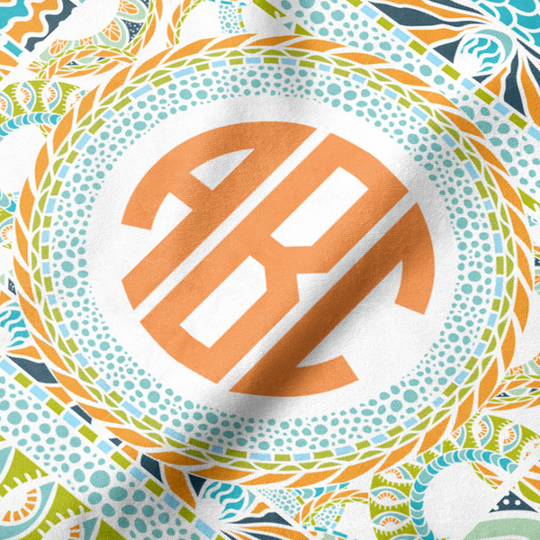 Teal Ribbons & Labels Hooded Baby Towel- Detail Close Up