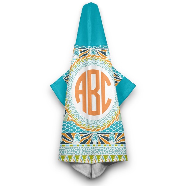 Teal Ribbons & Labels Hooded Towel - Hanging