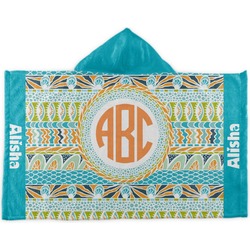 Teal Ribbons & Labels Kids Hooded Towel (Personalized)