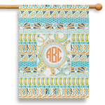 Teal Ribbons & Labels 28" House Flag (Personalized)