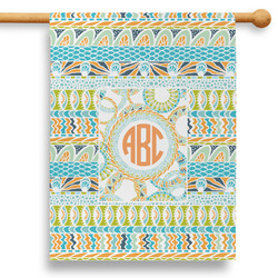 Teal Ribbons & Labels 28" House Flag (Personalized)